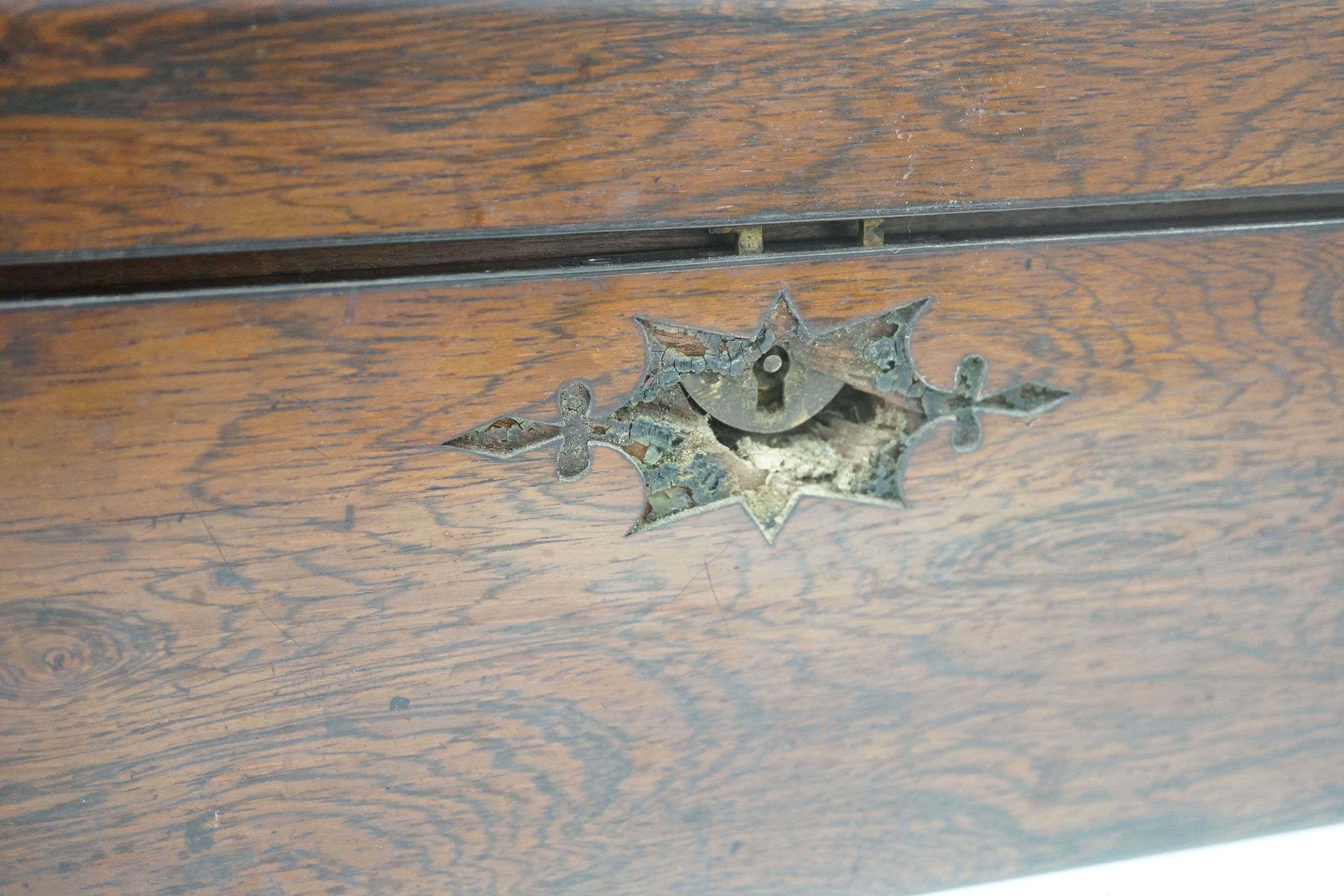 A Victorian rosewood writing slope (a.f.), 50cm